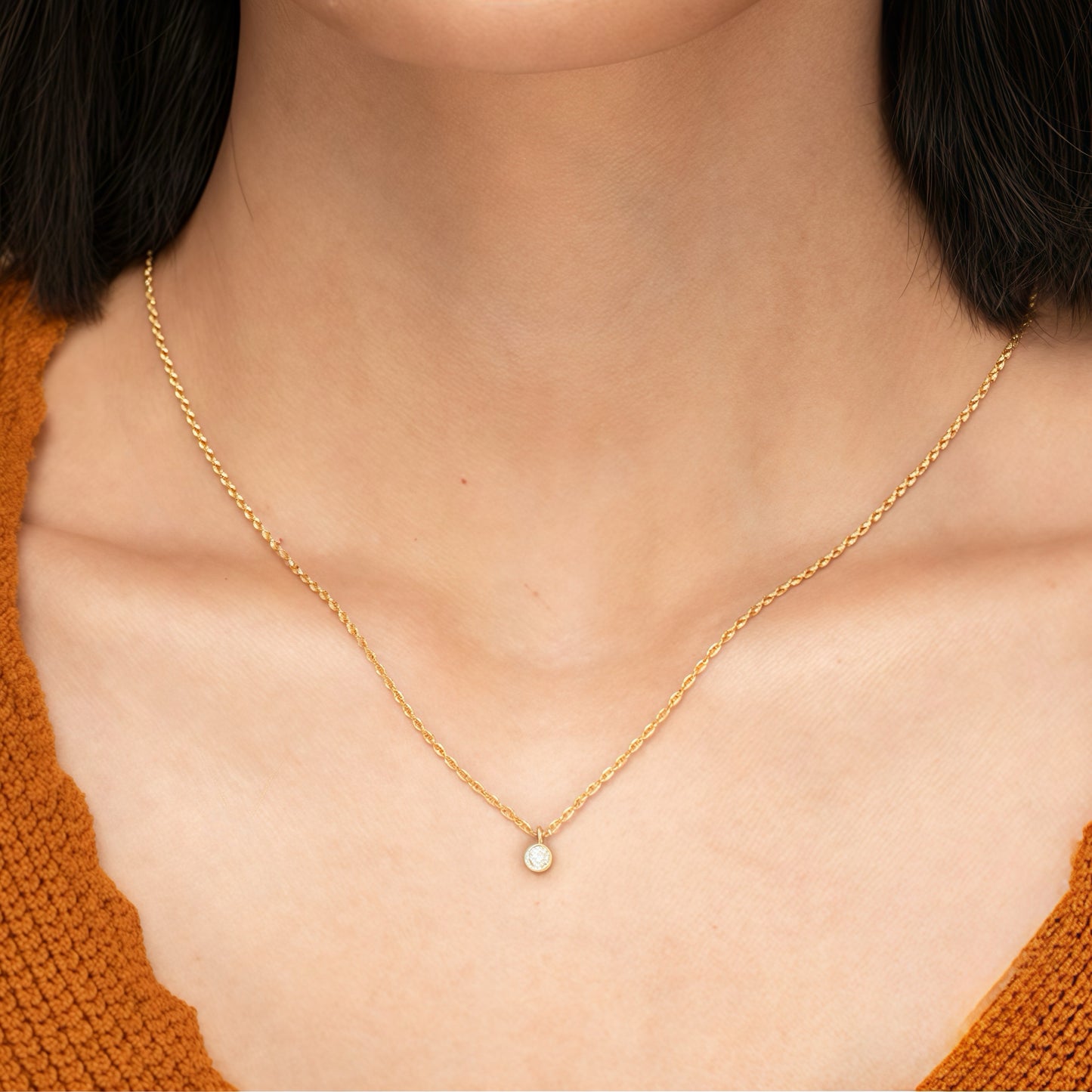 Delicate Solitaire Pendant Necklace