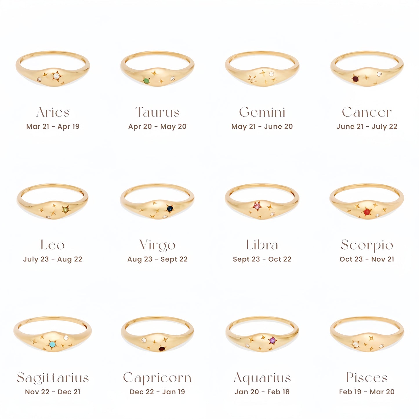 Zodiac Star Birthstone Ring