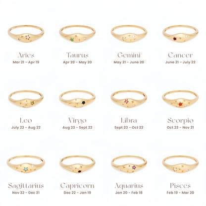 Zodiac Star Birthstone Ring