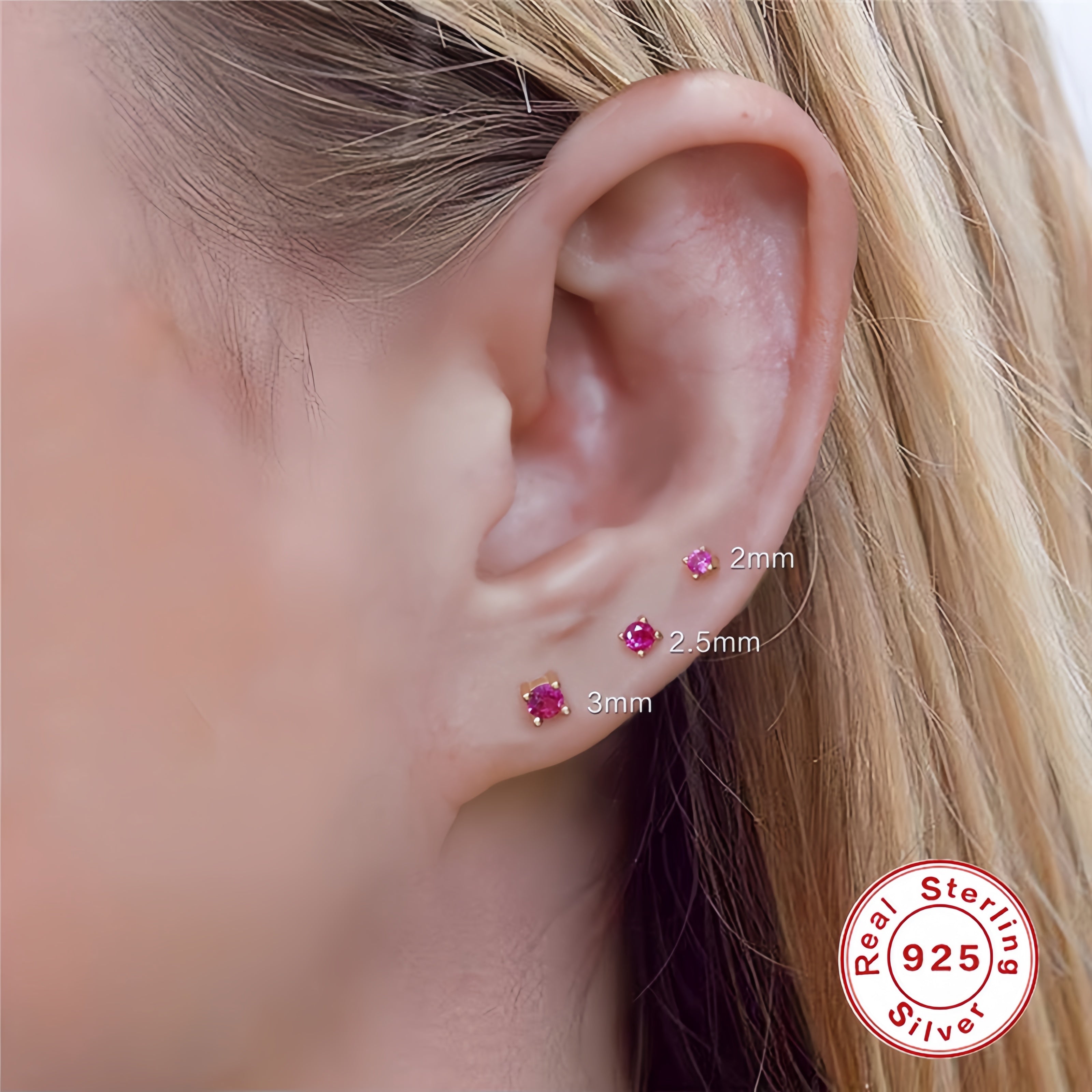 Solitaire Stud Earrings Bundle(6 in total)