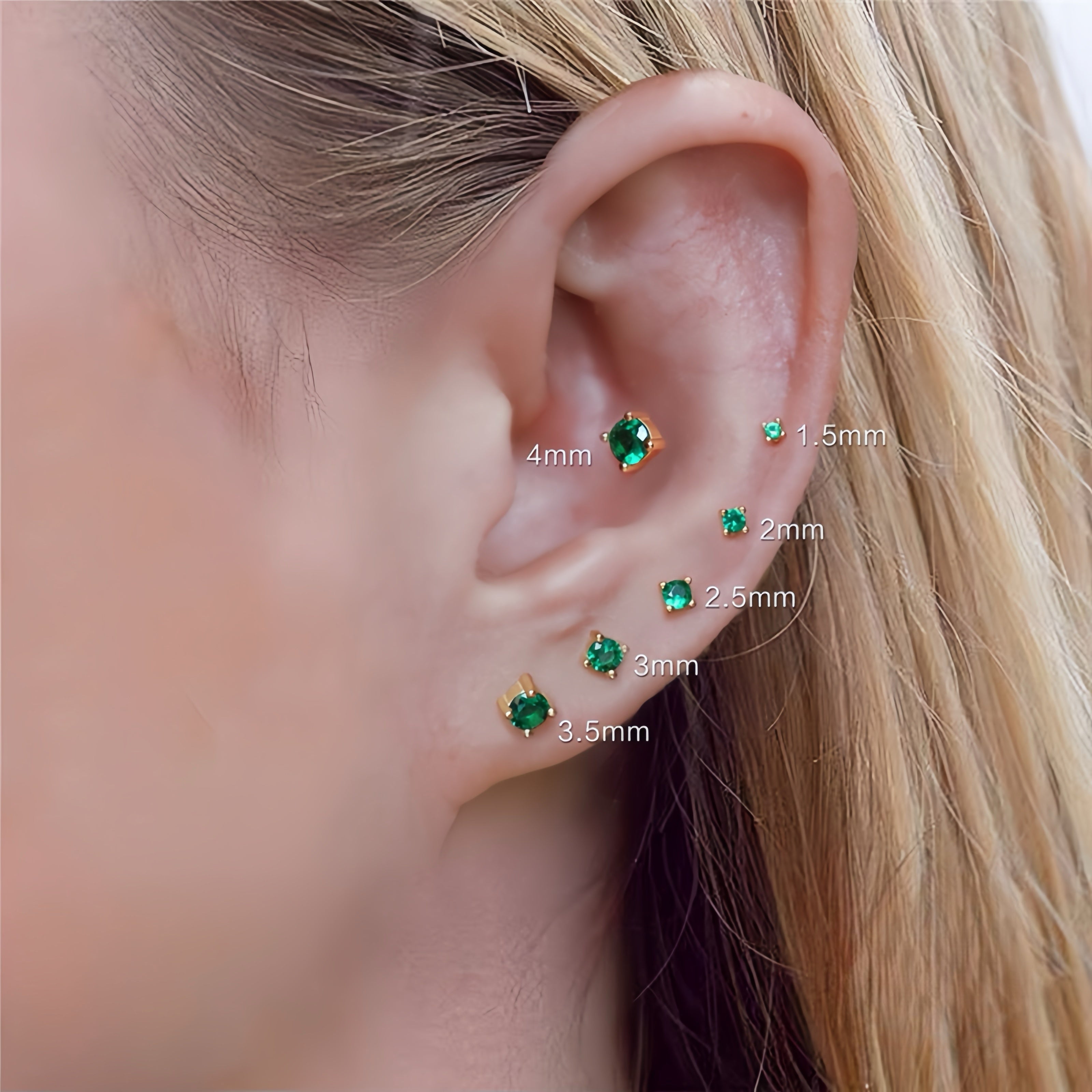 Solitaire Stud Earrings Bundle(6 in total)