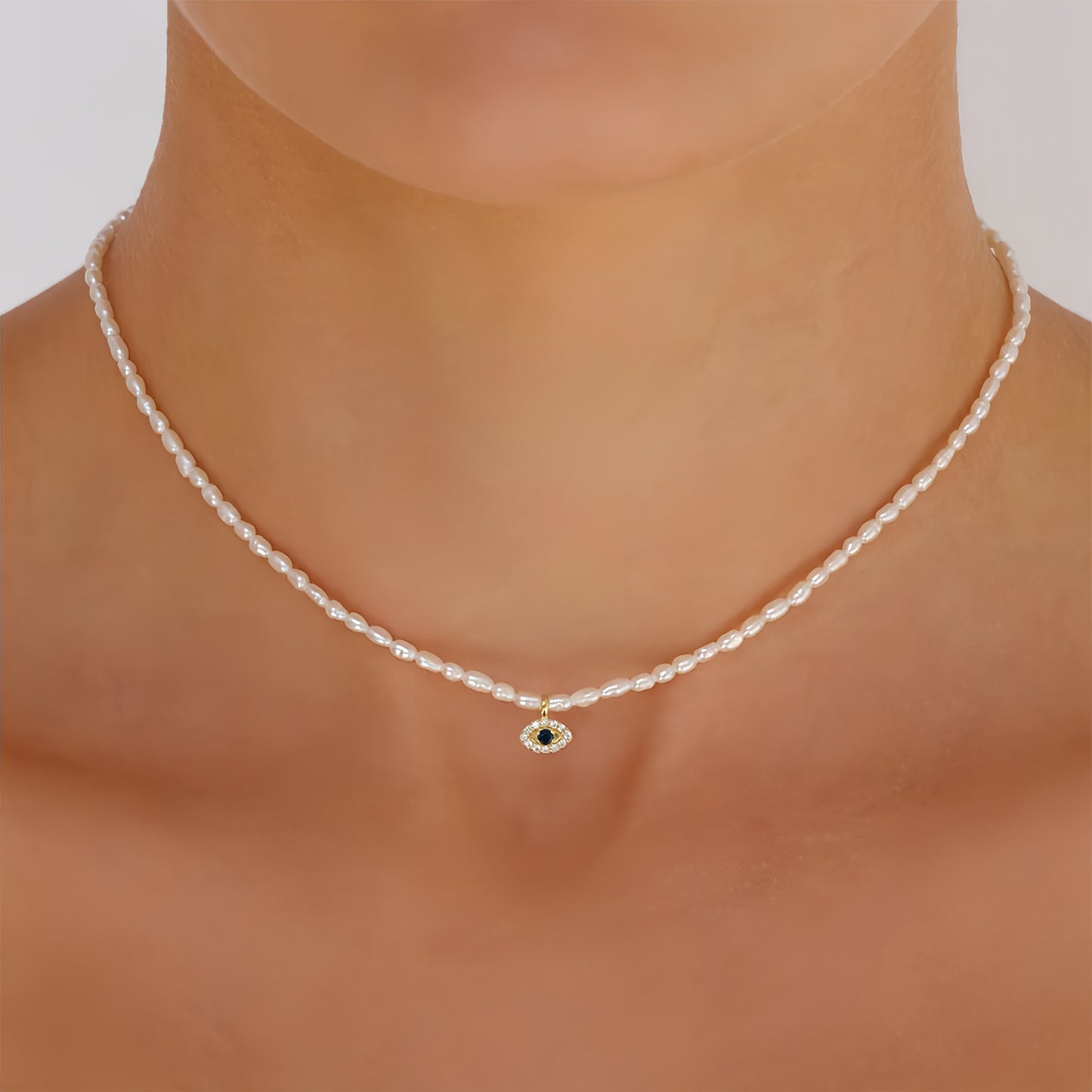 Evil Eye Pearl Necklace