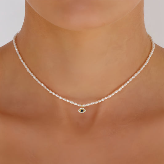 Evil Eye Pearl Necklace