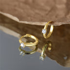 Solitaire Mini Huggie Hoops