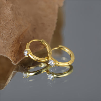 Solitaire Mini Huggie Hoops