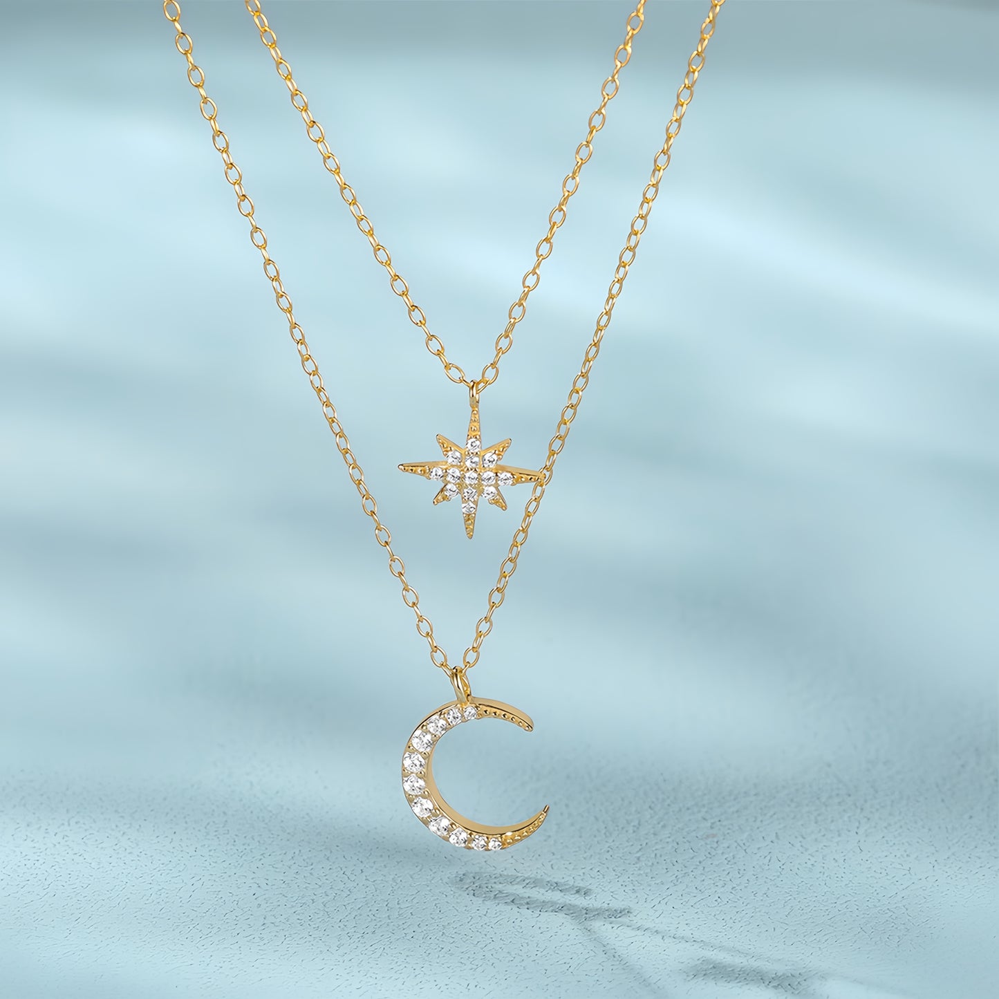 North Star & Moon Layered Necklace