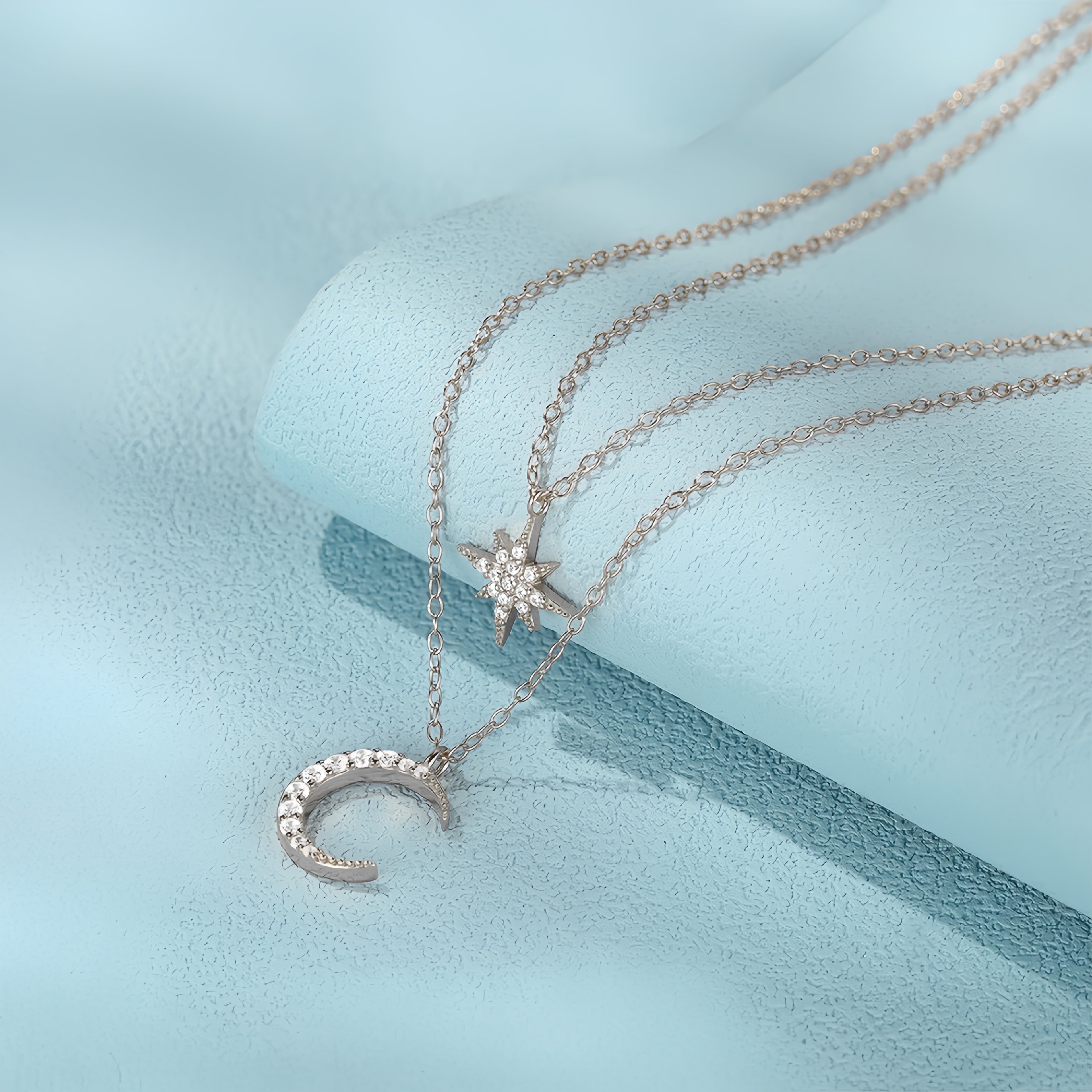 North Star & Moon Layered Necklace
