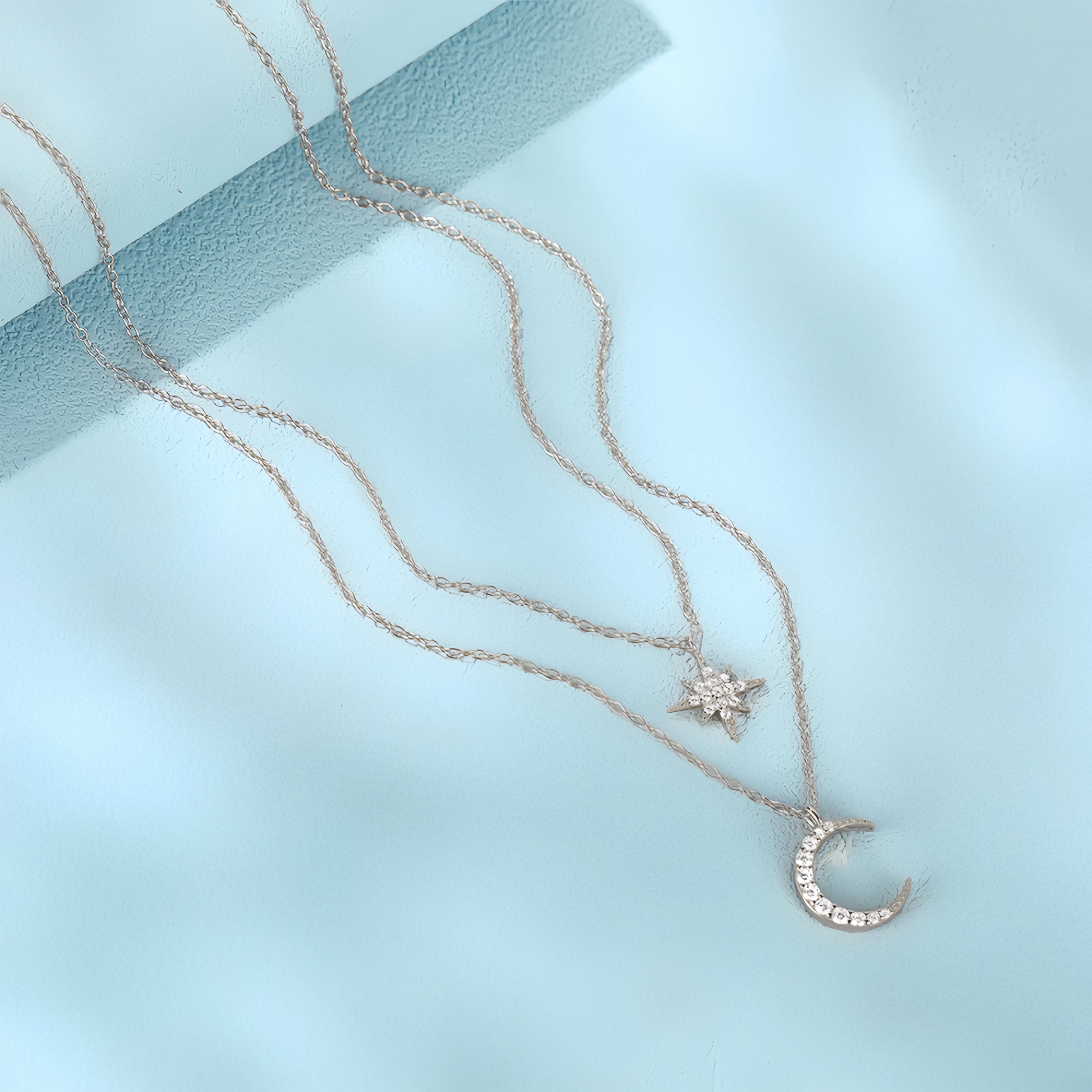 North Star & Moon Layered Necklace