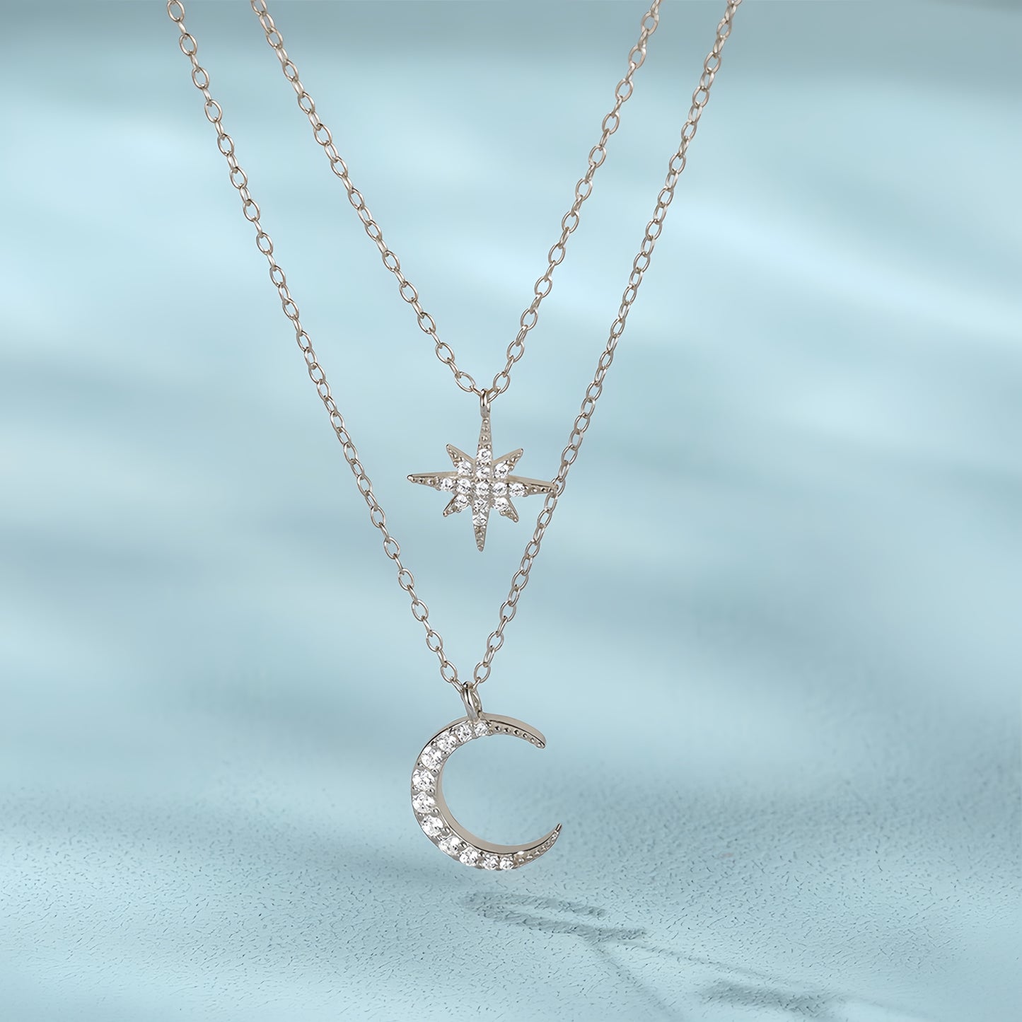 North Star & Moon Layered Necklace
