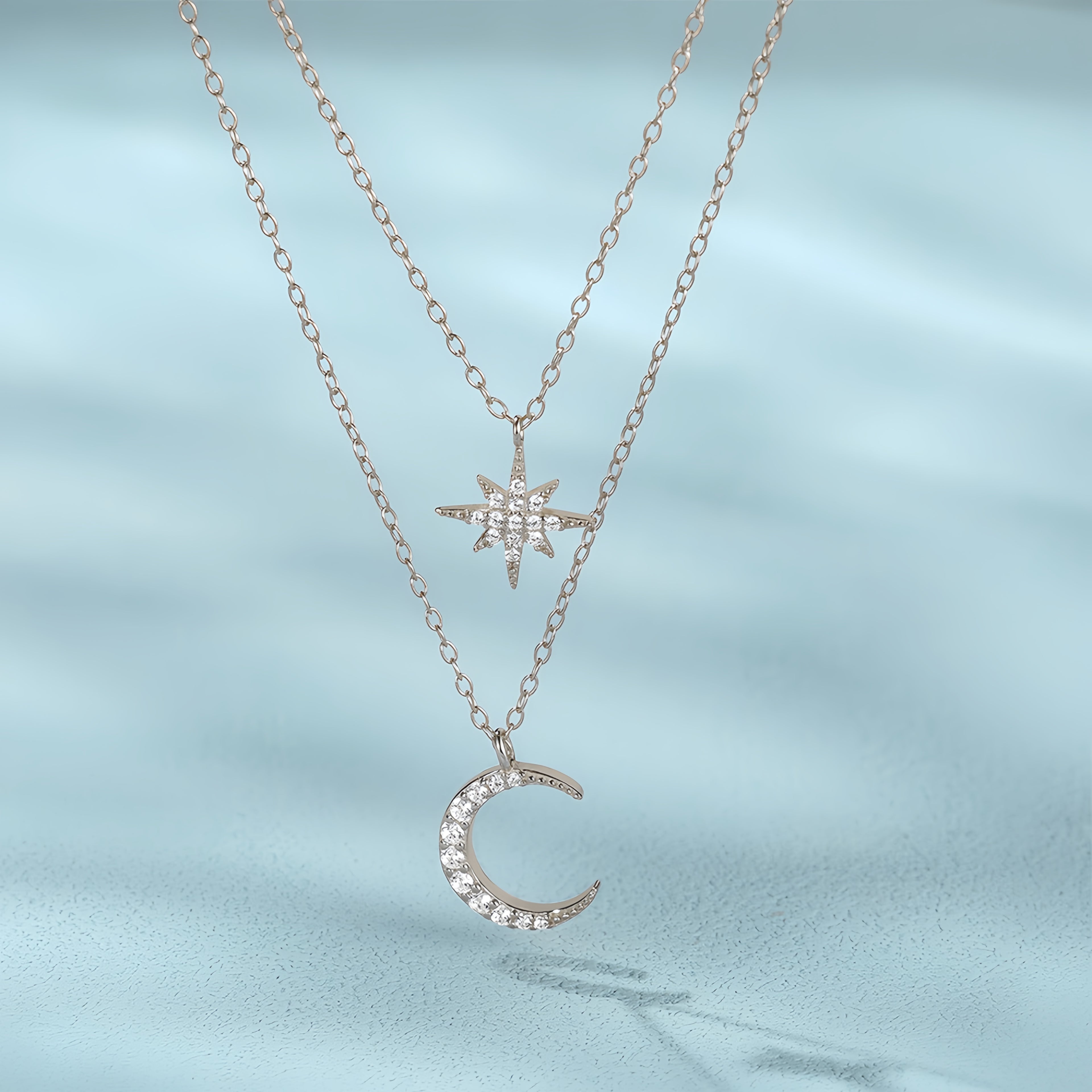 North Star & Moon Layered Necklace