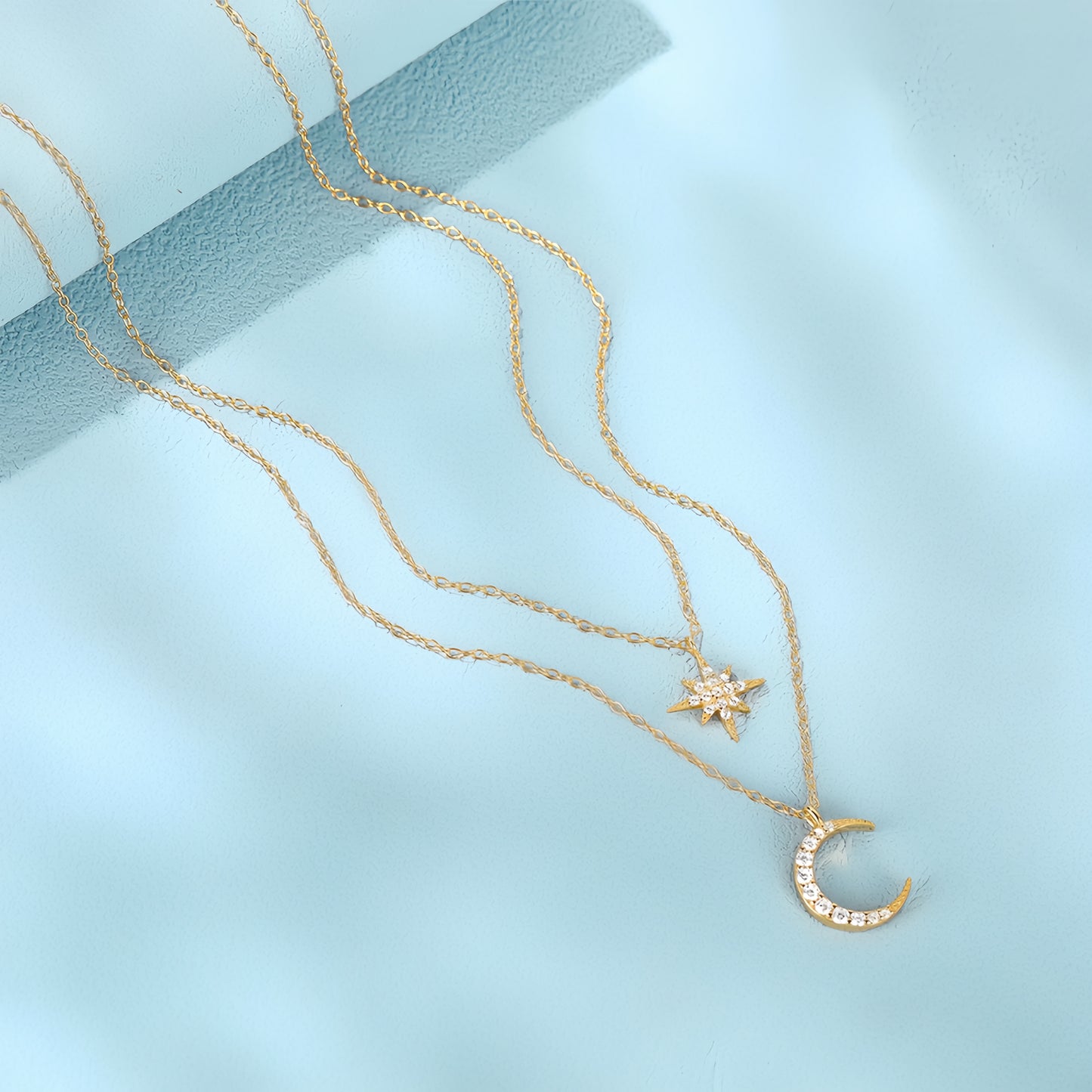North Star & Moon Layered Necklace