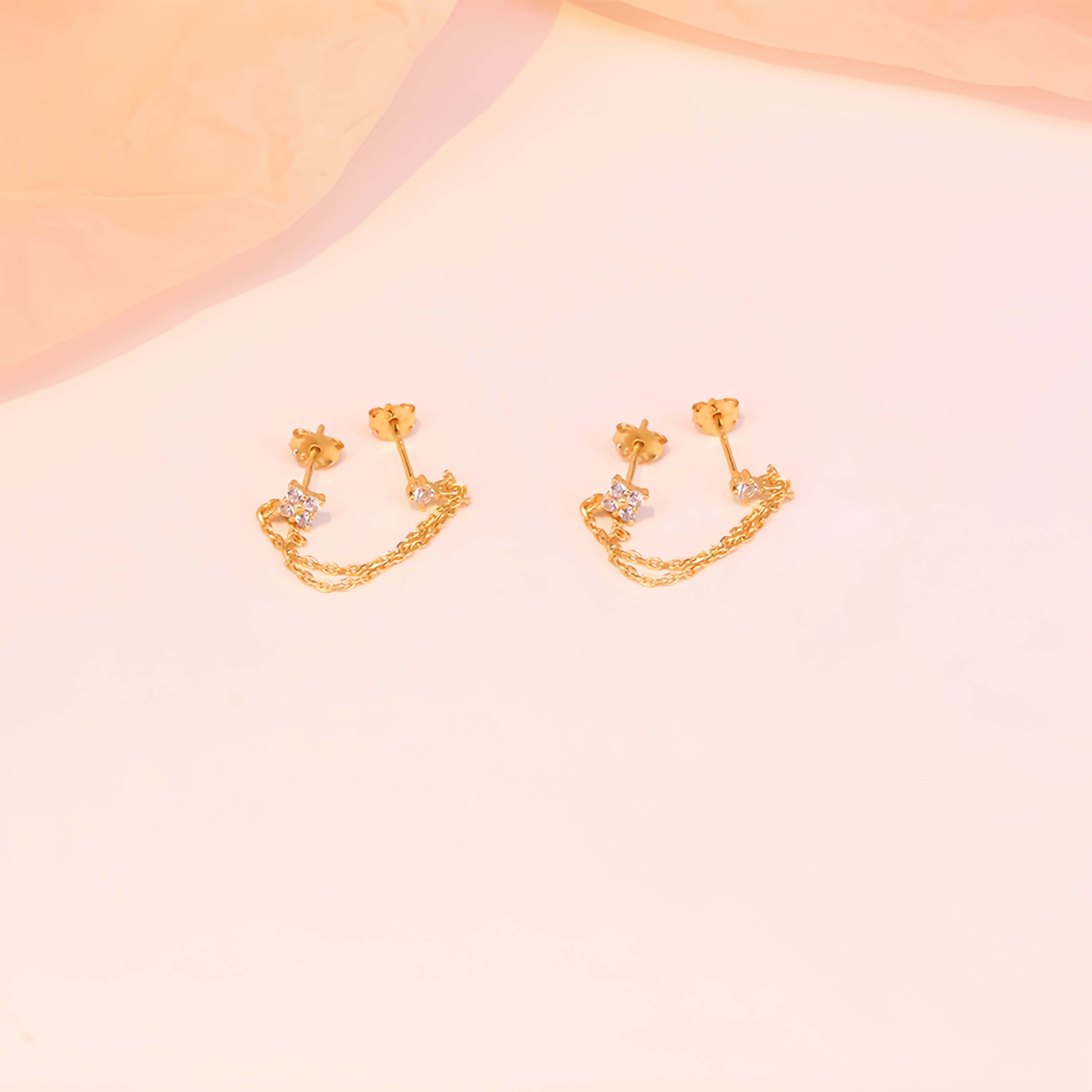 Whispering Chain Stud Earrings