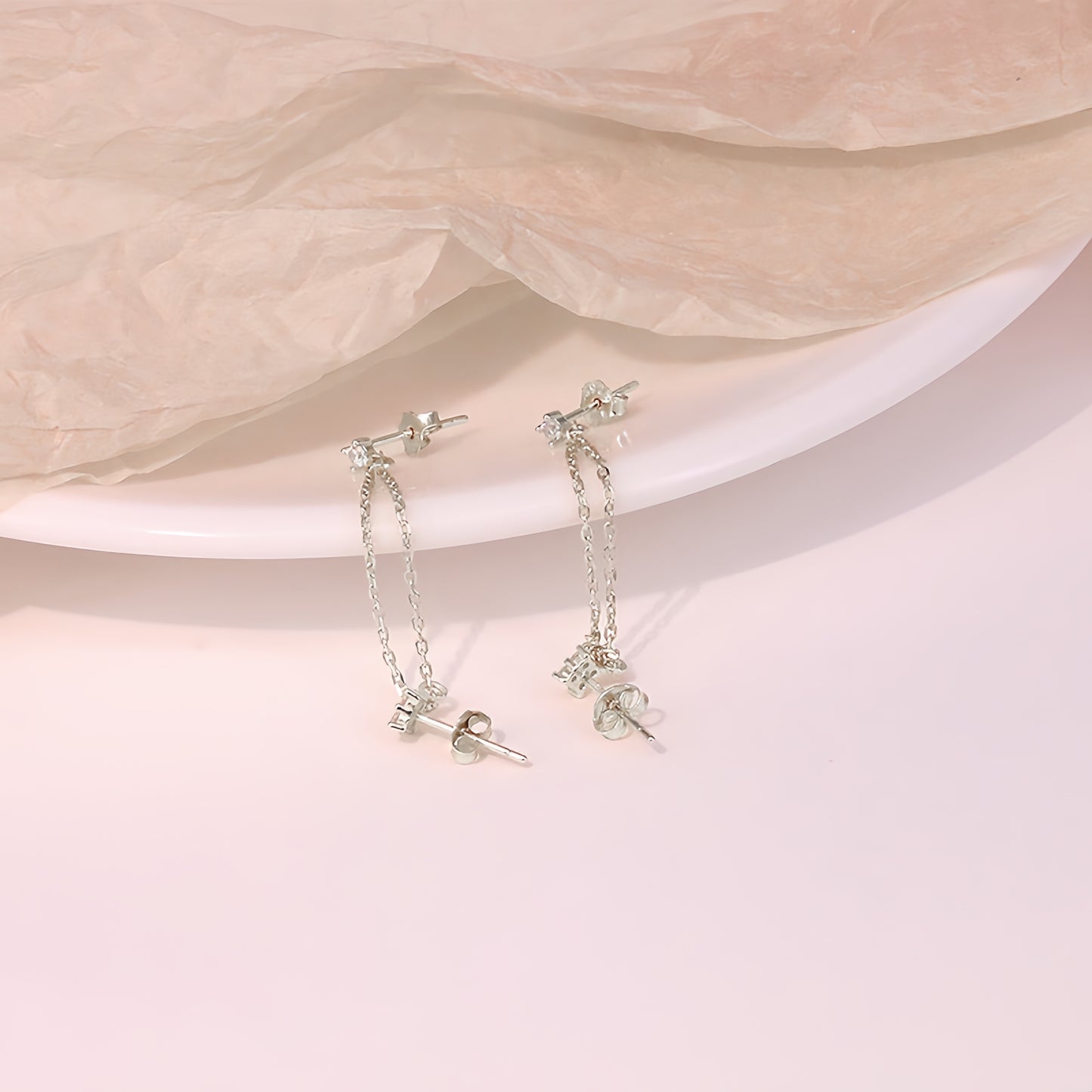 Whispering Chain Stud Earrings