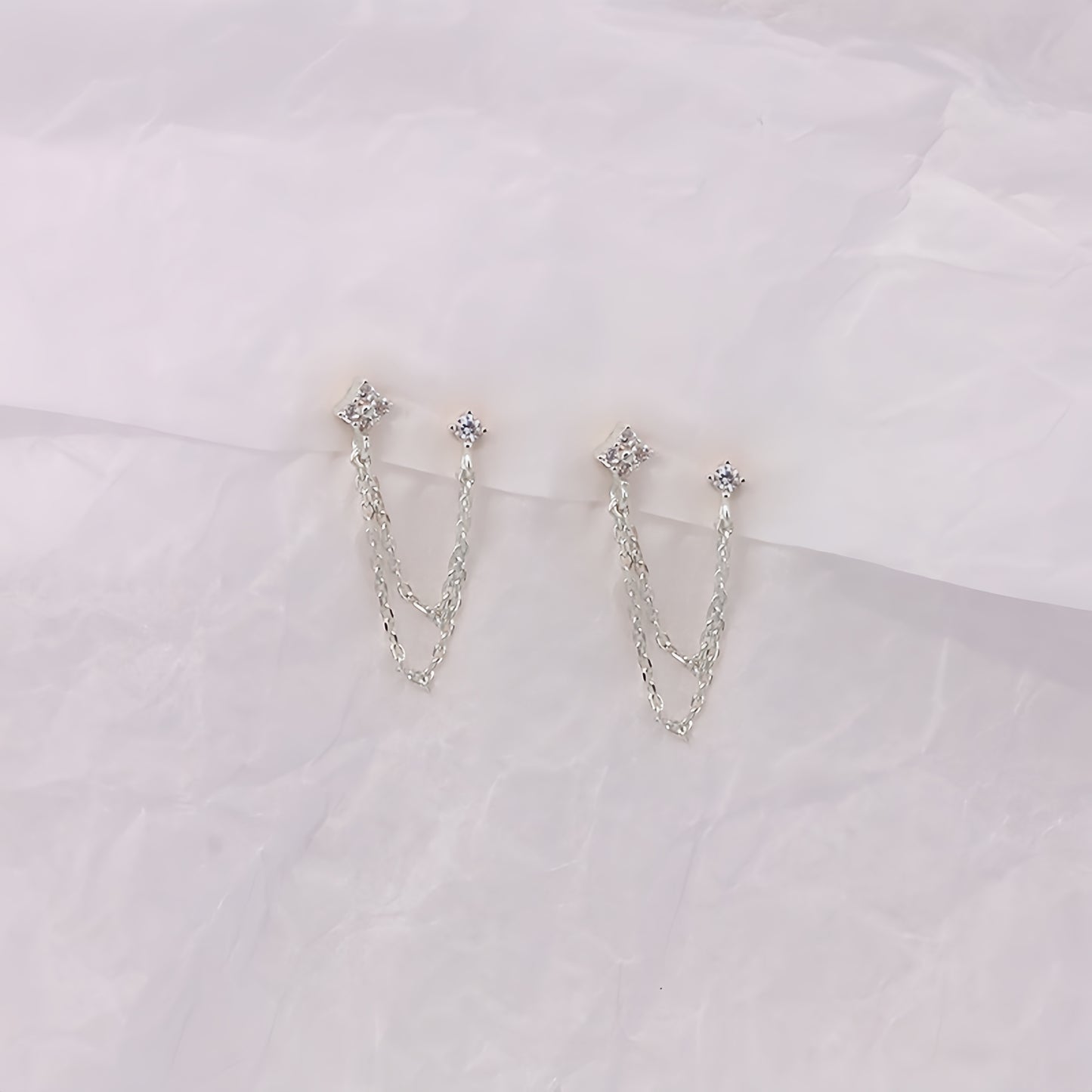 Whispering Chain Stud Earrings