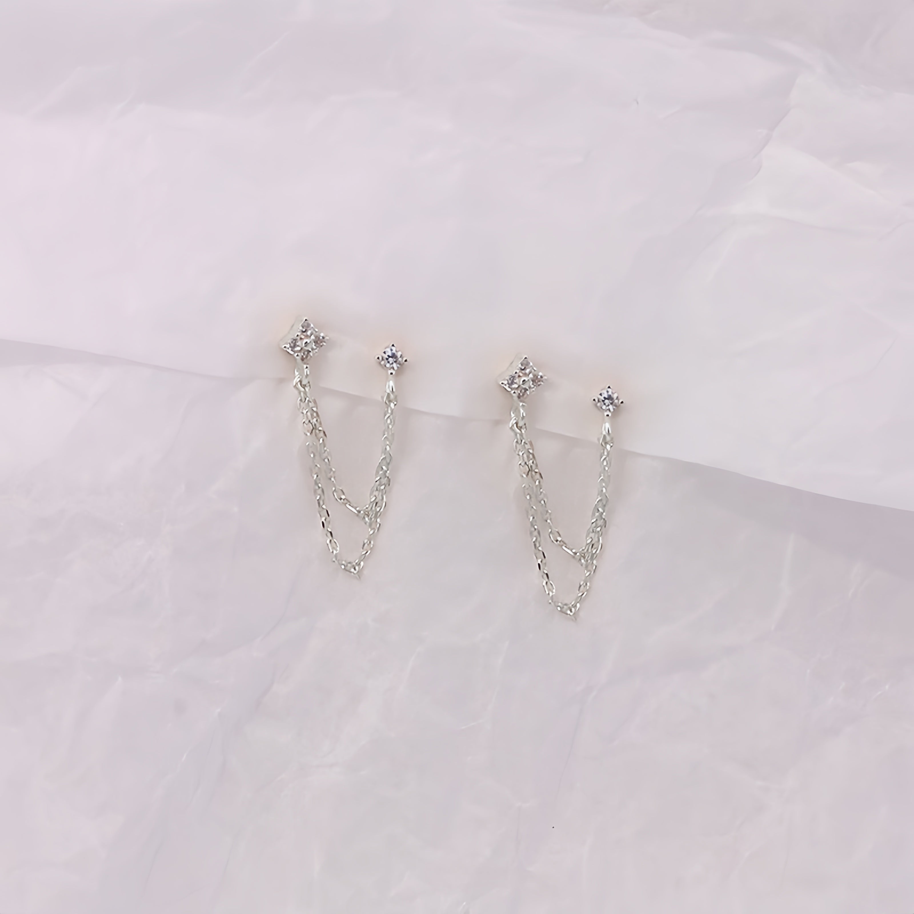 Whispering Chain Stud Earrings