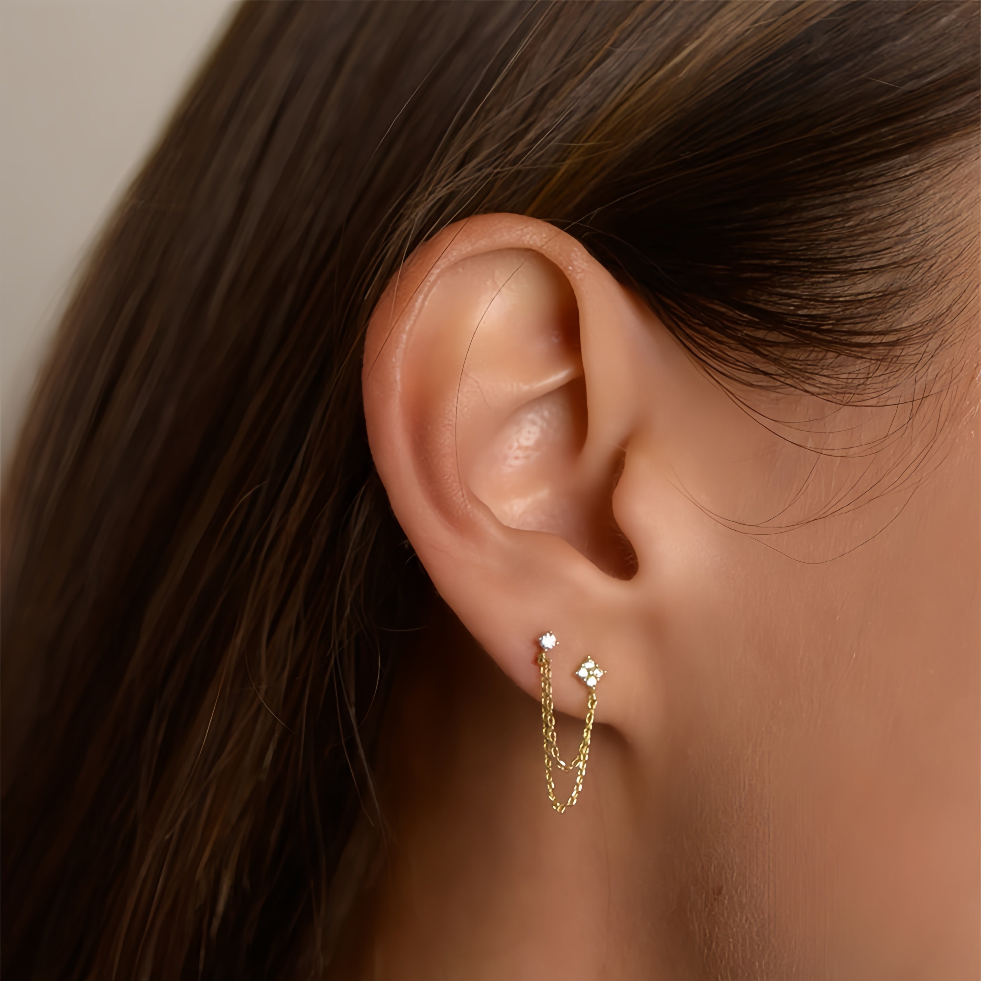 Whispering Chain Stud Earrings