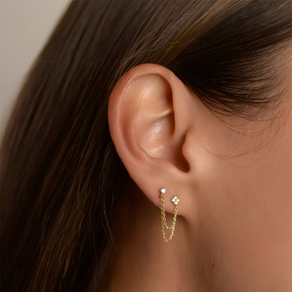 Whispering Chain Stud Earrings
