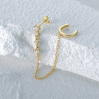 Chain&Pavé Cuff Stud Earring(Single)