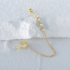 Chain&Pavé Cuff Stud Earring(Single)