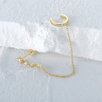 Chain&Pavé Cuff Stud Earring(Single)