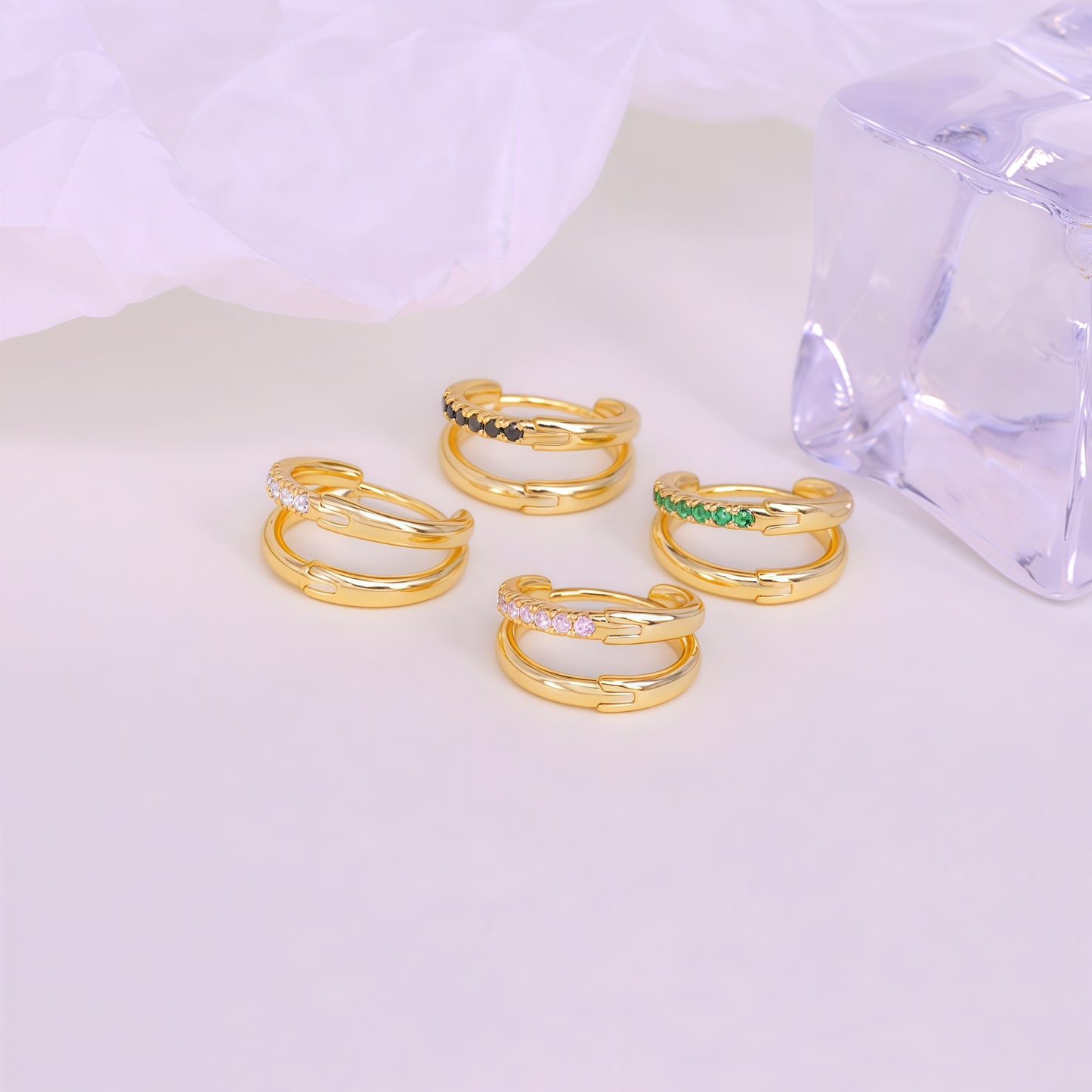 Double Huggie Hoop(Single)