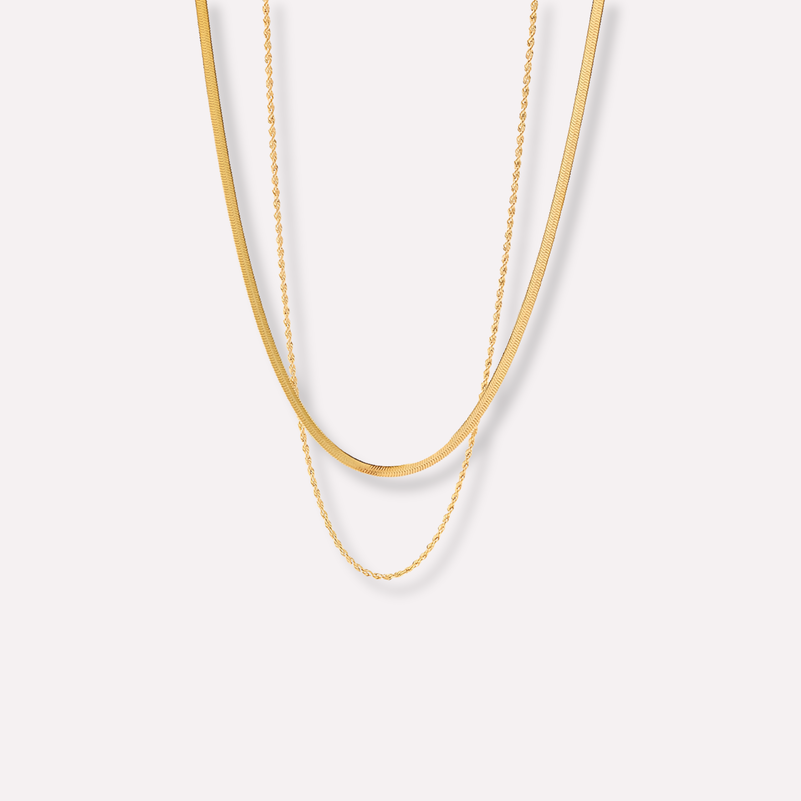 Minimalist Layered Herringbone Necklace