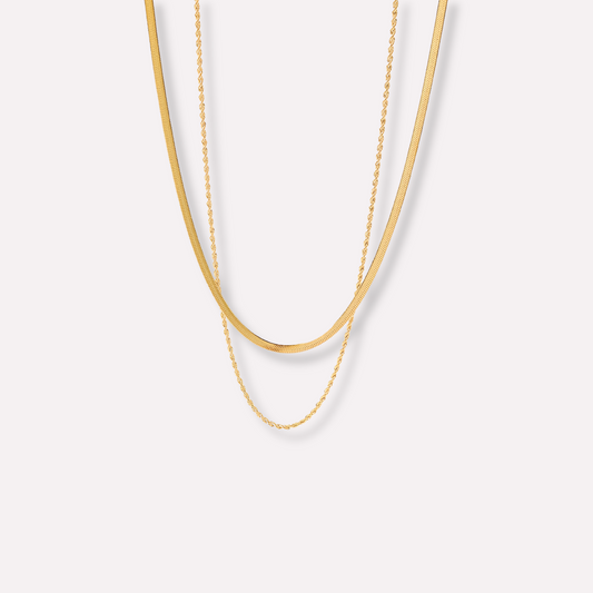 Minimalist Layered Herringbone Necklace
